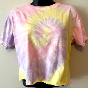 Pastel tie-dye T-shirt, cropped, size small.